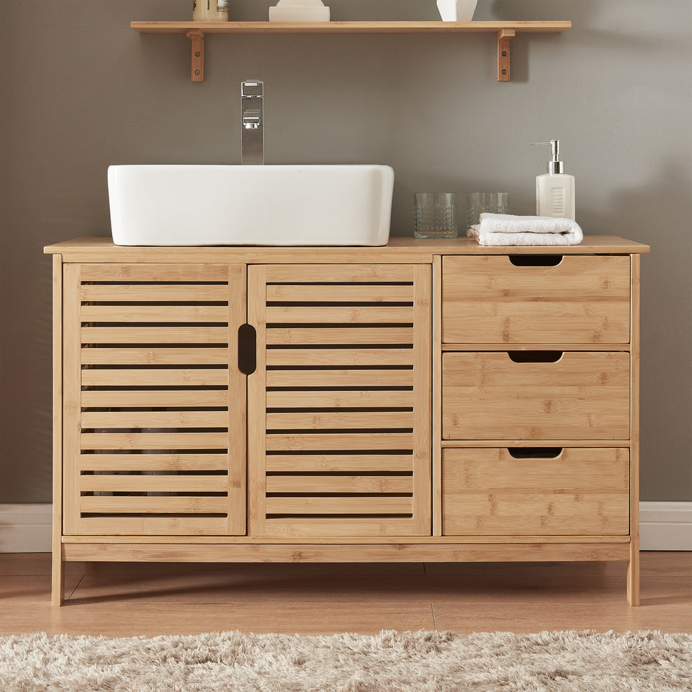 Wasbakonderkast Boksereys 60x100x35 cm Bamboe Natuur [en.casa] - premiumXL