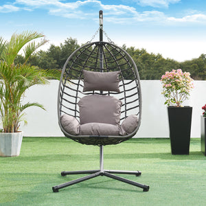 Hangstoel Kandsvas met standaard grijs 198x110x95 cm [en.casa]