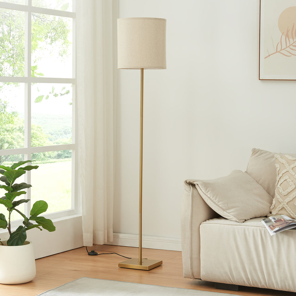 Staande lamp Fildholm vloerlamp 156 cm messing en linnenlook E27 lux.pro