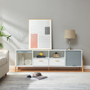 TV-meubel Kvaefjord 160x40x52 cm wit en grijs [en.casa]