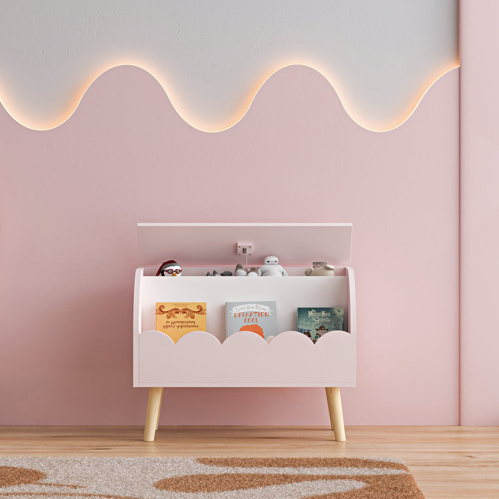 Speelgoedkist Vestnes 60x30x44 cm Cotton Candy/Wit [en.casa] - premiumXL