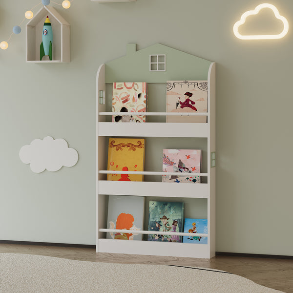 Kinderrek Vipsali huisvorm 106x60x12 cm mintgroen en wit [en.casa]
