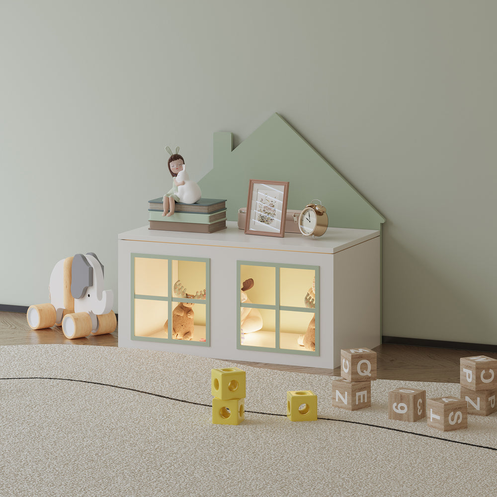 Speelgoedkist Vipsali 56x60x33 cm Mintgroen/Wit [en.casa] - premiumXL