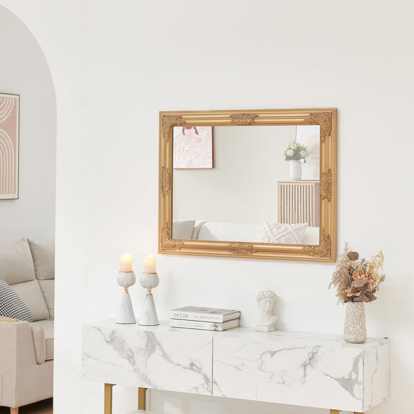 Wandspiegel Punkalaidun rechthoekig 80x60 cm goudkleurig [en.casa]