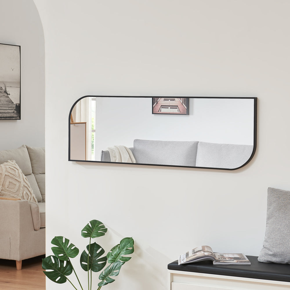 Wandspiegel Tarvindak 120x40 cm Zwart [en.casa] - premiumXL