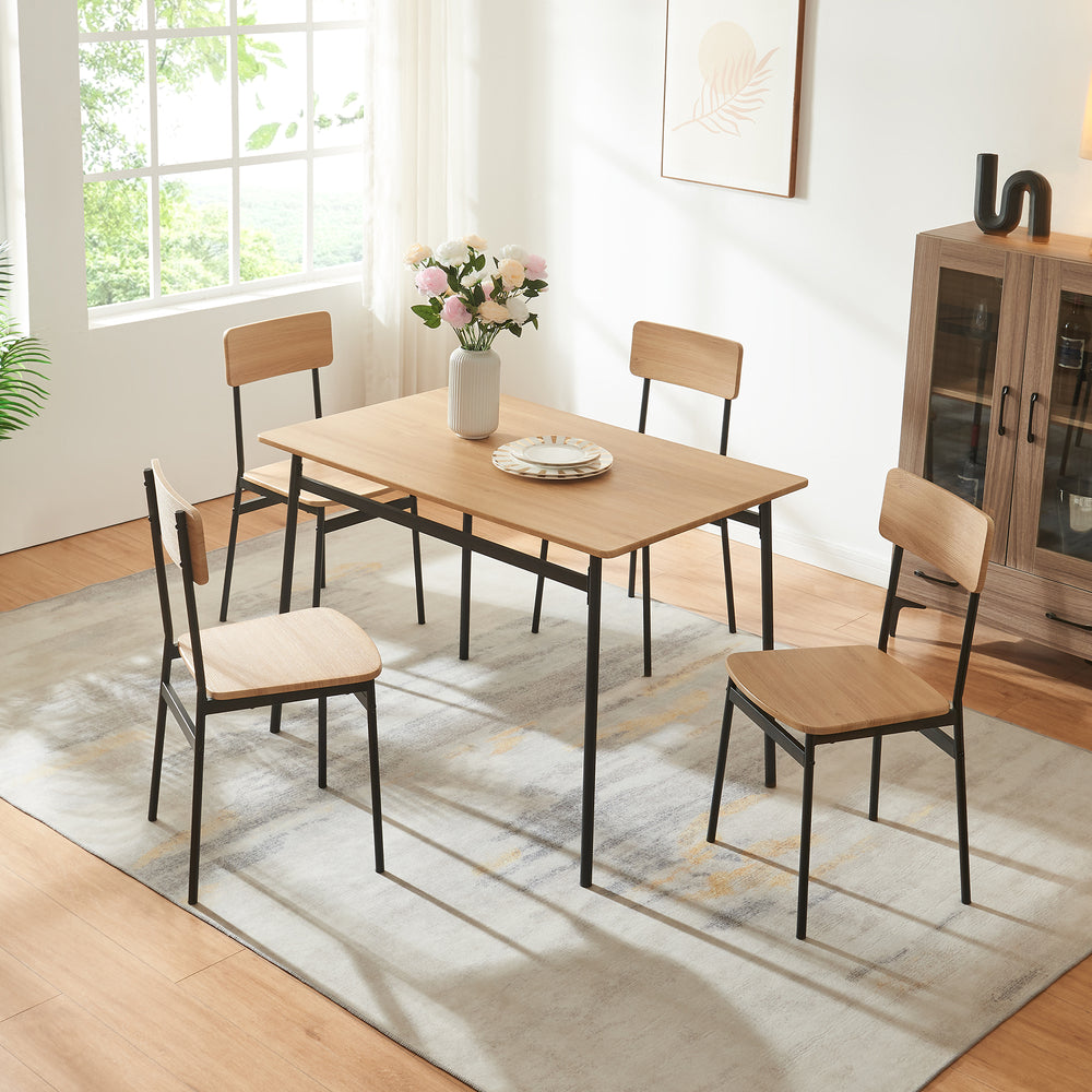 Essgruppe Pollenev 5 - tlg. Zwart/Eikenlook [en.casa] - premiumXL