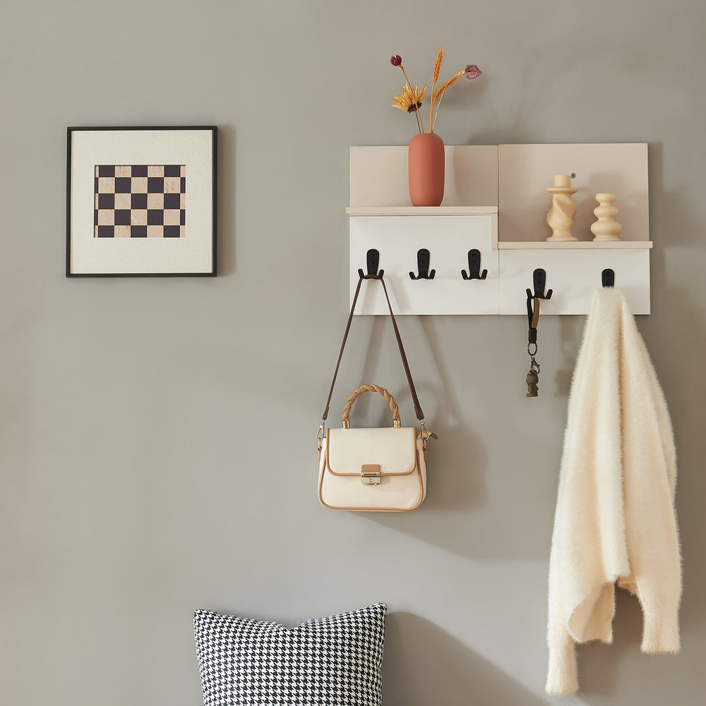 Wandgarderobe Botaruvn met 2 planken 34x59x13 cm Beige/Wit [en.casa] - premiumXL