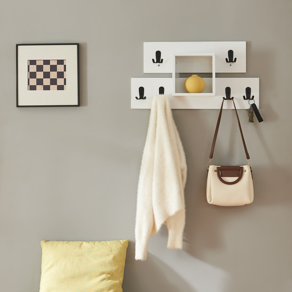 Wandgarderobe Vänd met opbergvak 32x60x14 cm Wit [en.casa] - premiumXL