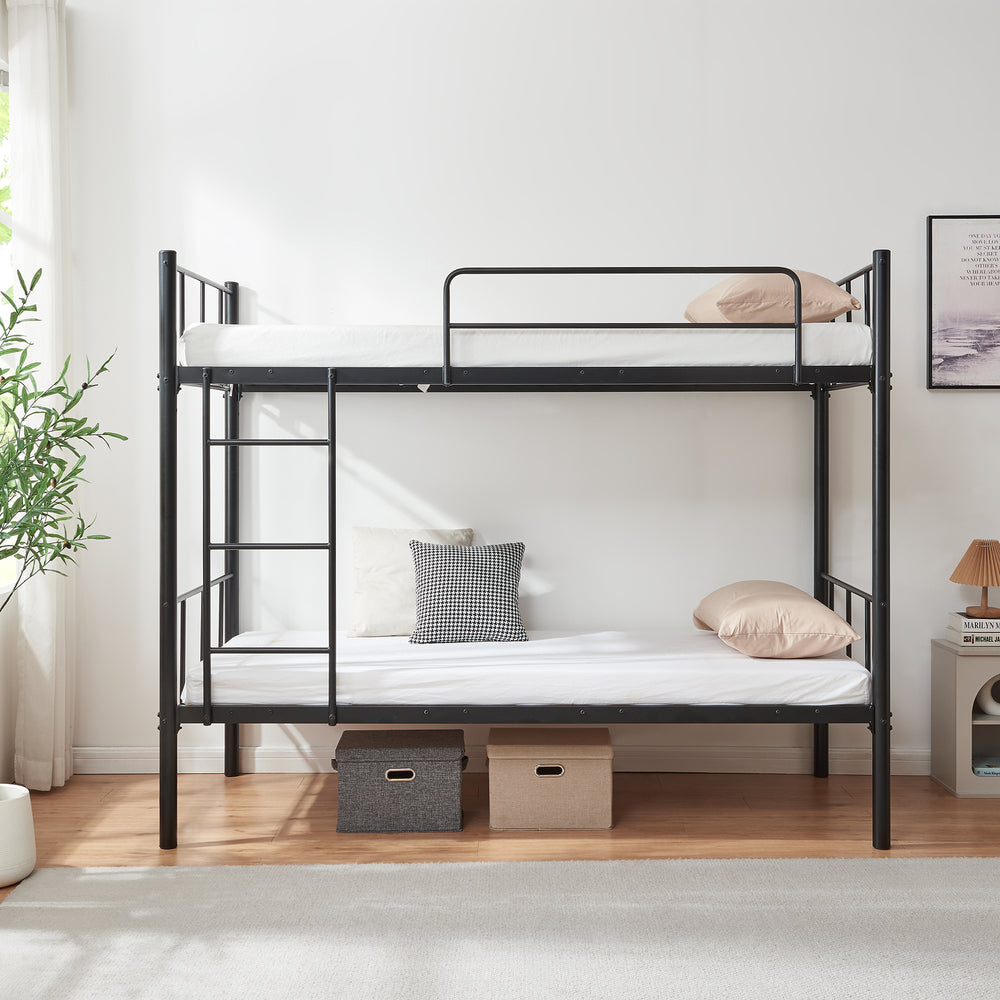 Stapelbed Berimma 200x90 cm met ladder en uitvalbescherming zwart [en.casa]