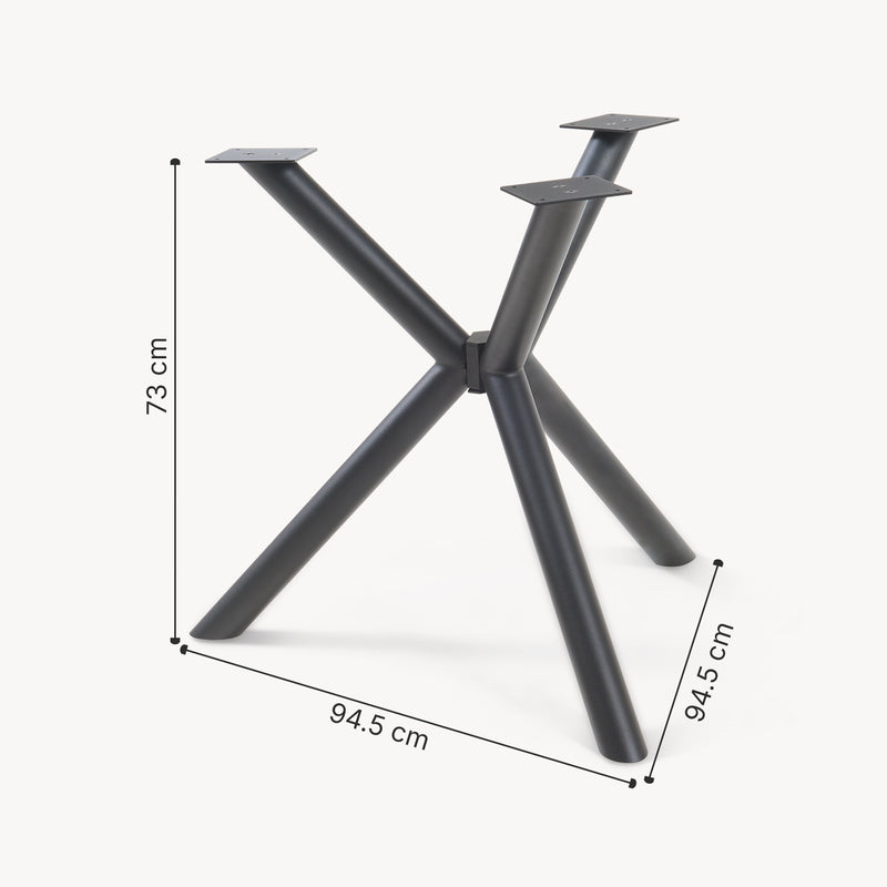 Maatschets Tafelonderstel Viserinna spider poot 95x95x73 cm zwart [en.casa]