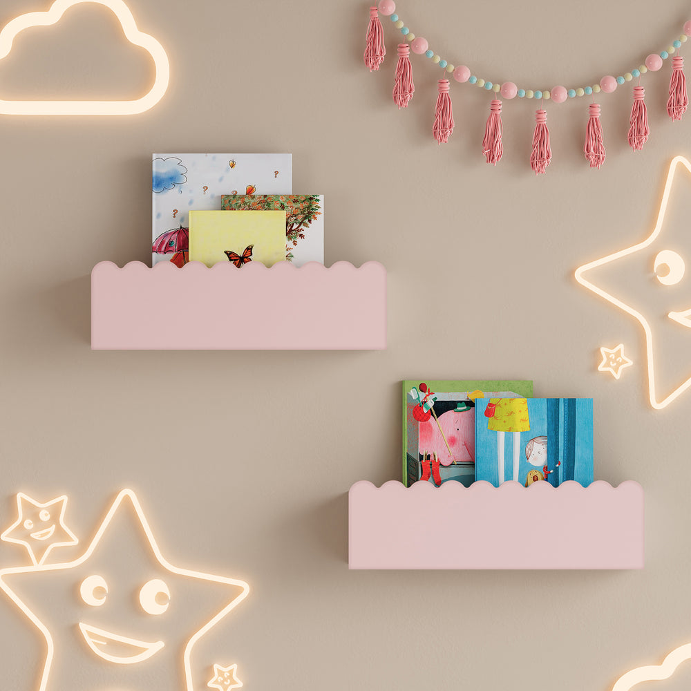 Kinder - Wandrek 2-delig Set Vestnes 40x10x10 cm Cotton Candy [en.casa] - premiumXL