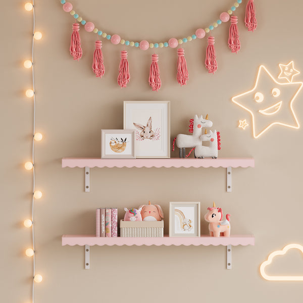 Wandplankenset Vestnes 2-delig 80x17x15 cm roze [en.casa]