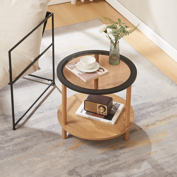 Bijzettafel Latama rond Ø51x45 cm zwart en brons [en.casa]