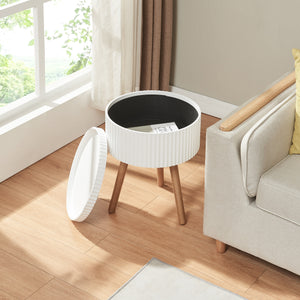 Bijzettafel Bongard 48x38 cm wit en naturel [en.casa]