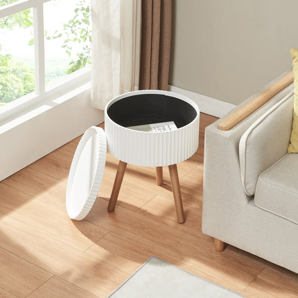 Bijzettafel Bongard 48x38 cm wit en naturel [en.casa]