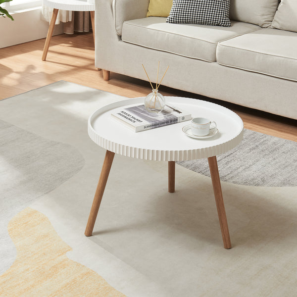 Salontafel Bongard rond Ø60x45 cm wit en naturel [en.casa]