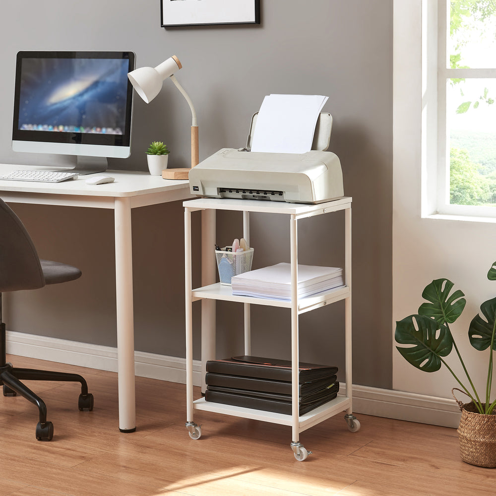 Rollbare printertafel Janertu 82x39x35 cm Wit [en.casa] - premiumXL