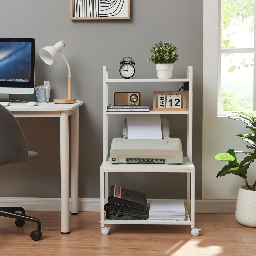 Rolbare printertafel Svanaldsvipp 100x55x38 cm cm Wit [en.casa] - premiumXL