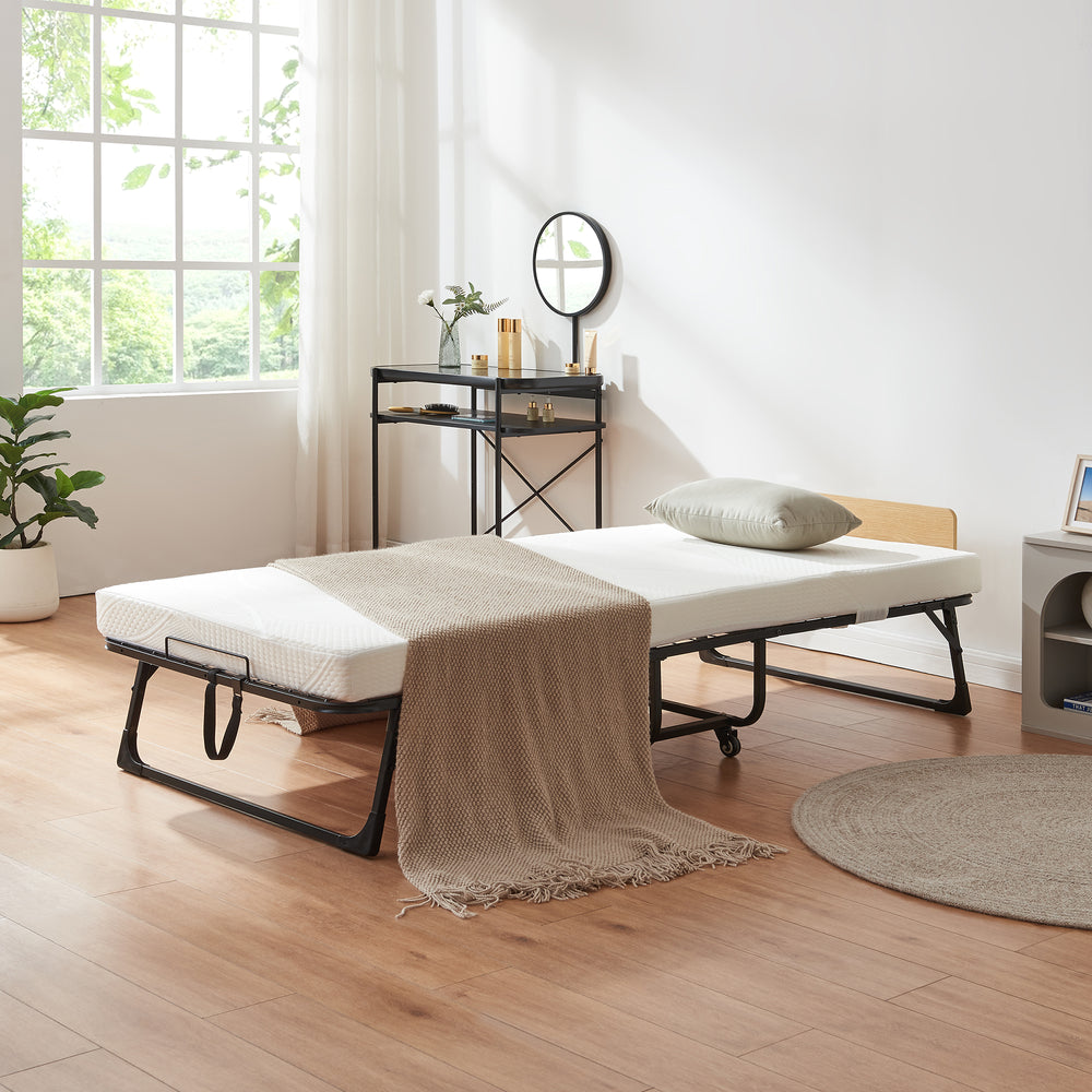 Opklapbed Lustendi 90x200 cm met matras zwart eiken en wit [en.casa]