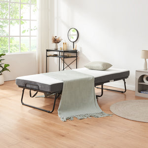 Opklapbed Borjavle 90x200 cm met traagschuim matras zwart grijs en wit [en.casa]