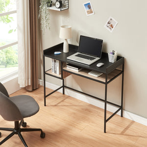 Bureau Belana 100x43x82 cm zwart en eikenkleurig [en.casa]