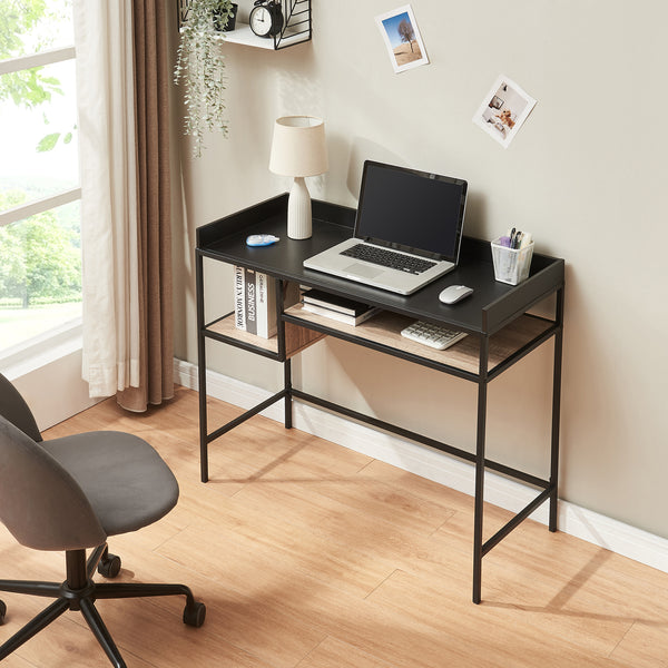 Bureau Belana 100x43x82 cm zwart en eikenkleurig [en.casa]