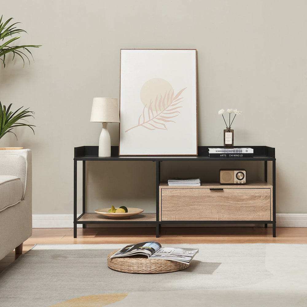 Fernsehtafel Belana 120x40x54 cm Zwart/Eikenlook [en.casa] - premiumXL