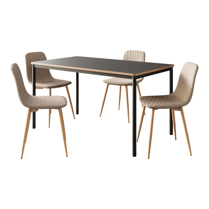 Maatschets Eetkamerset tafel Lindesberg 140x80 cm met stoelen Köfering 5-delig [en.casa]