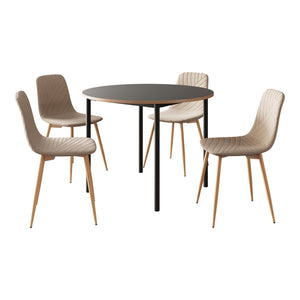 Eetkamerset tafel Lindesberg Ø100 cm met stoelen Köfering 5-delig [en.casa]