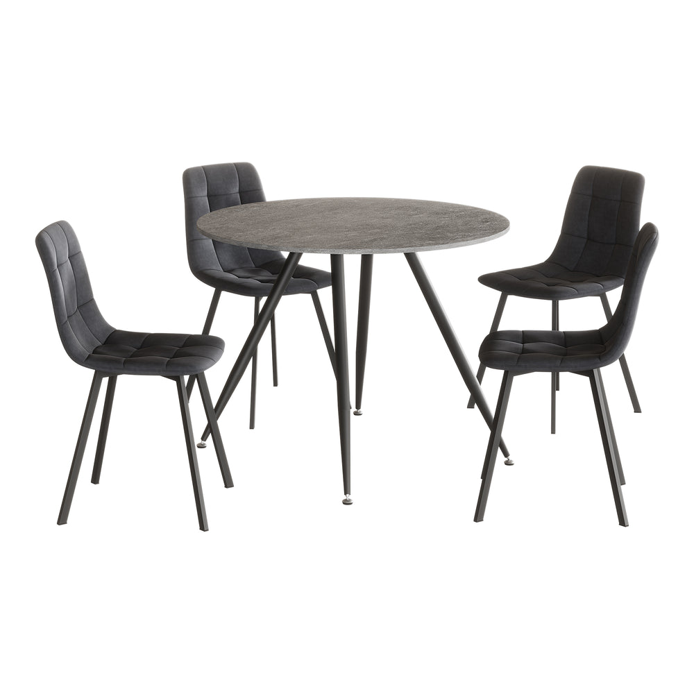 Essgruppe Fitjar 5 - delig betonlook/donkergrijs [en.casa] - premiumXL