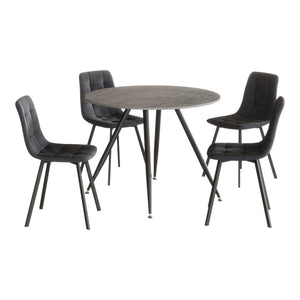 Eetkamerset Fitjar Ø100 cm met stoelen Lexnitz 5-delig [en.casa]