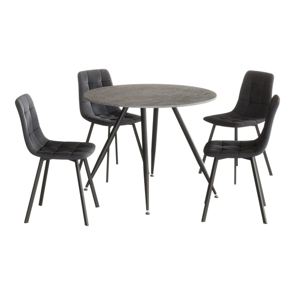 Eetkamerset Fitjar Ø100 cm met stoelen Lexnitz 5-delig [en.casa]