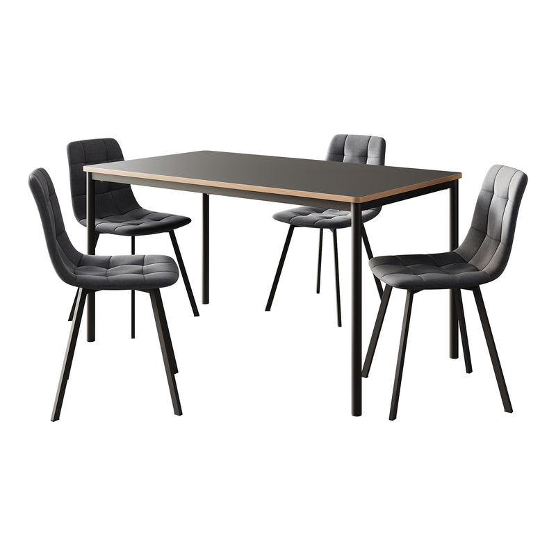 Maatschets Eetkamerset Lindesberg 5-delig met 140x80 cm [en.casa]