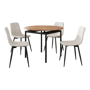 Eetkamerset Hemnes en Elsern 5-delig eikenkleurig en beige [en.casa]