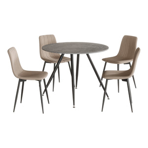 Eetkamerset tafel Fitjar Ø100 cm met stoelen Elsern 5-delig [en.casa]