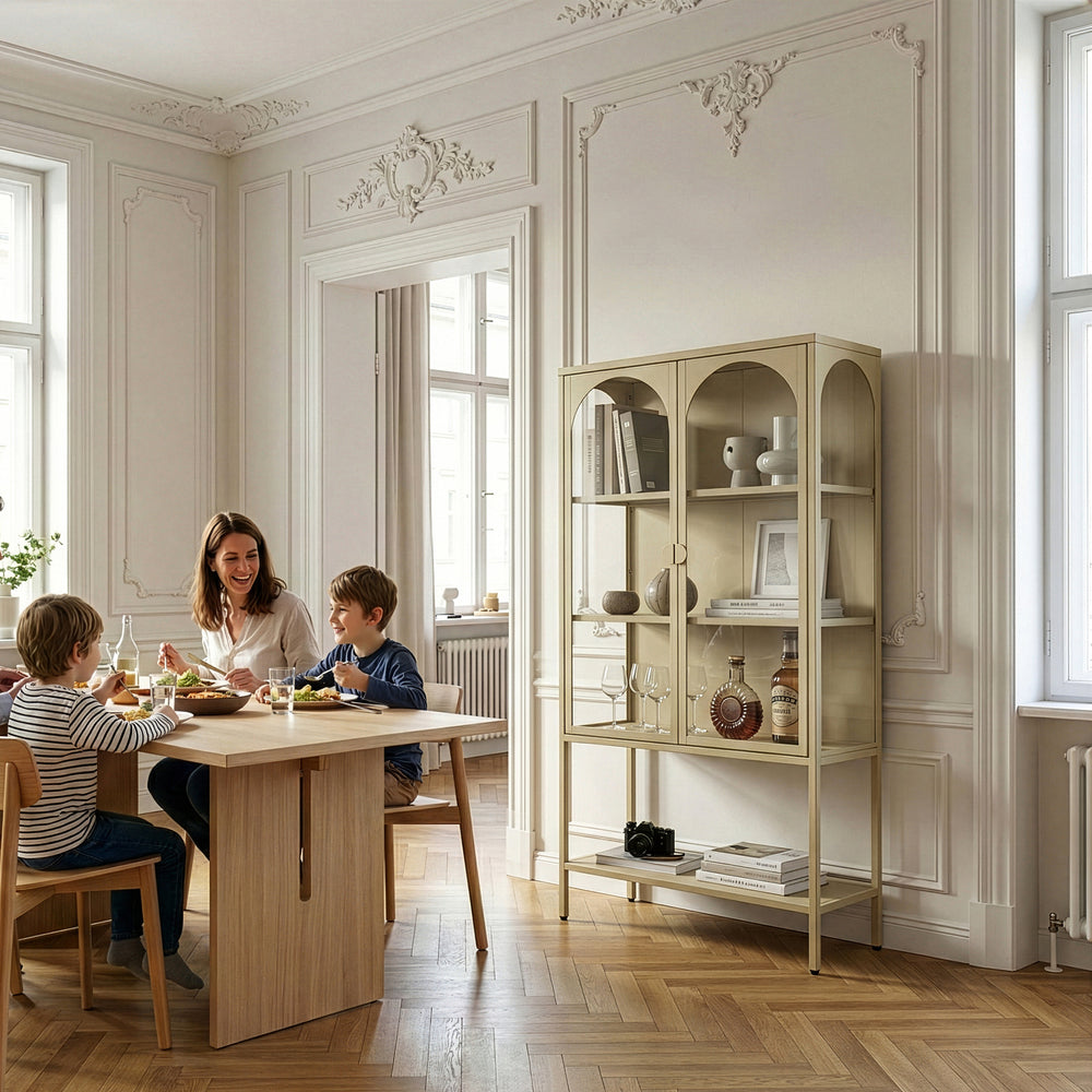 Vitrinekast Klippestad 160x80x35 cm camel [en.casa] 