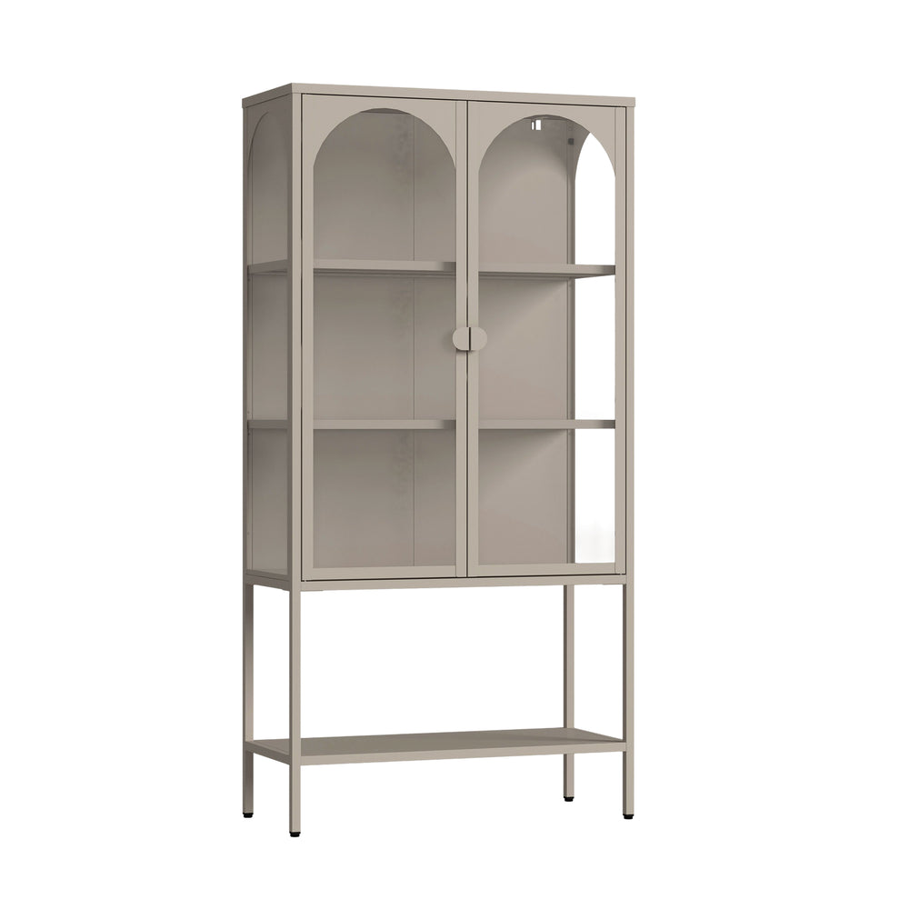 Vitrinekast Klippestad 160x80x35 cm camel [en.casa] 