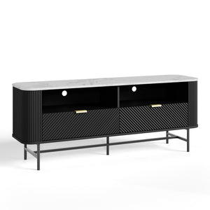 TV-Lowboard Olvehok 140x40x55 cm Zwart/Marmerlook, wit [en.casa]