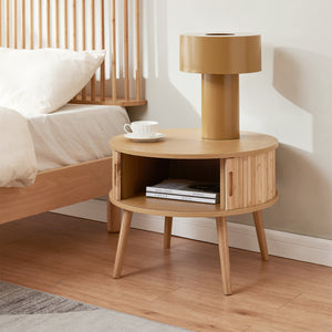 Nachtkastje Nordkapp rond 45x60 cm naturel [en.casa]