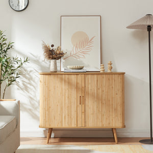 Sideboard Nordkapp dressoir met schuifdeuren 100x40x80 cm naturel [en.casa]