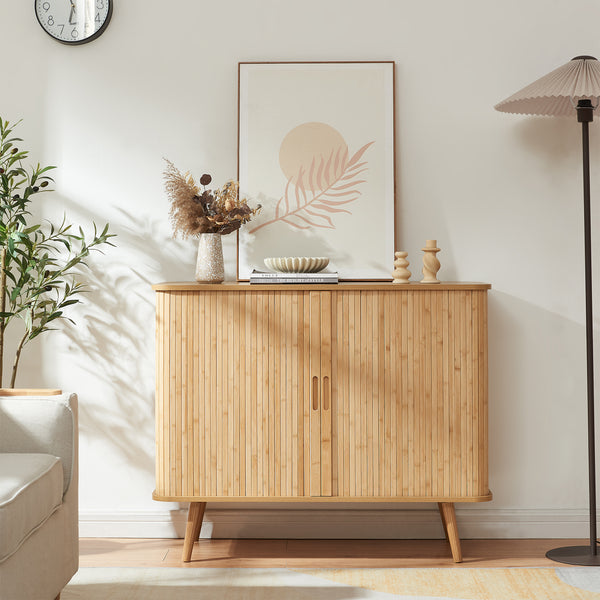 Sideboard Nordkapp dressoir met schuifdeuren 100x40x80 cm naturel [en.casa]