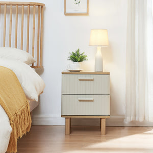 Nachtkastje Ferrersp 50x40x40 cm eikenkleurig havermout en naturel [en.casa]