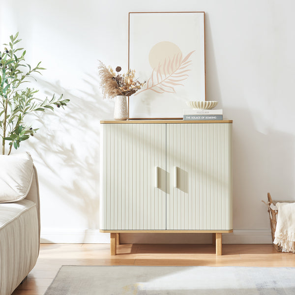 Commode Ferrersp 80x80x40 cm eikenkleurig havermout en naturel [en.casa]