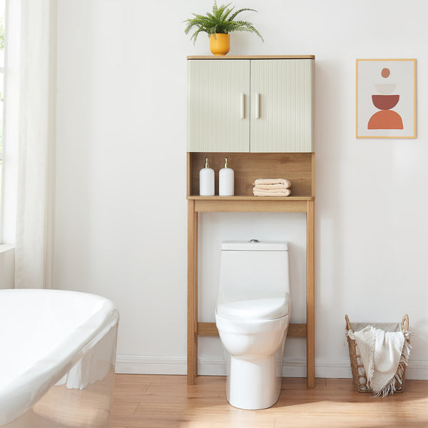 Toiletombouwkast Ferrersp 160x63x20 cm eikenkleurig havermout en naturel [en.casa]
