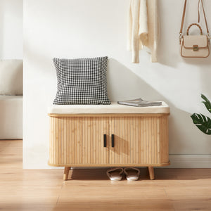Schoenenkast Tvedestrand met zitkussen 50x80x40 cm naturel en beige [en.casa]