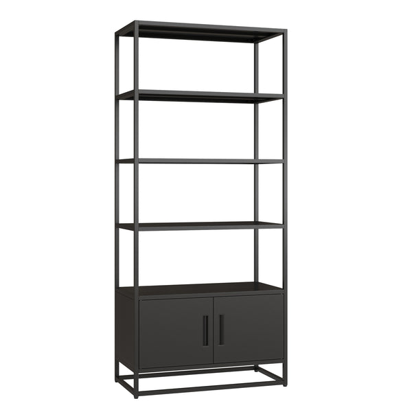 Boekenkast Hailuoto met kast 180x80x40 cm zwart [en.casa] 