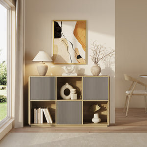 Dressoir Trömi 75x120x30 cm eikenkleurig en grijs [en.casa] 