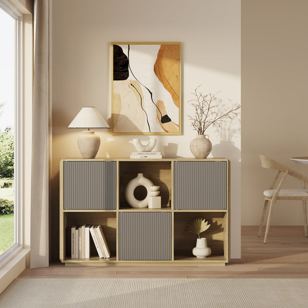 Dressoir Trömi 75x120x30 cm eikenkleurig en grijs [en.casa] 