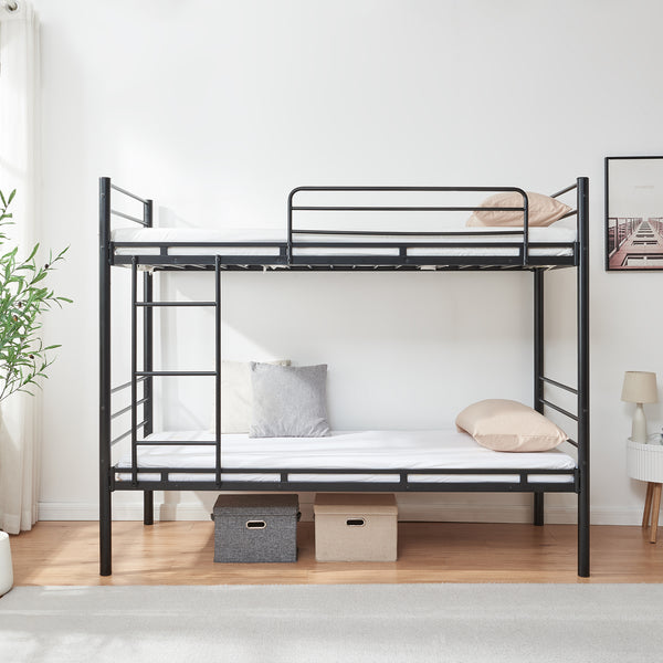 Stapelbed Bevapis met 2 matrassen 200x90 cm zwart [en.casa]