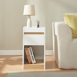 Nachtkastje Lure 55x30x35 cm wit en eikenkleurig [en.casa]